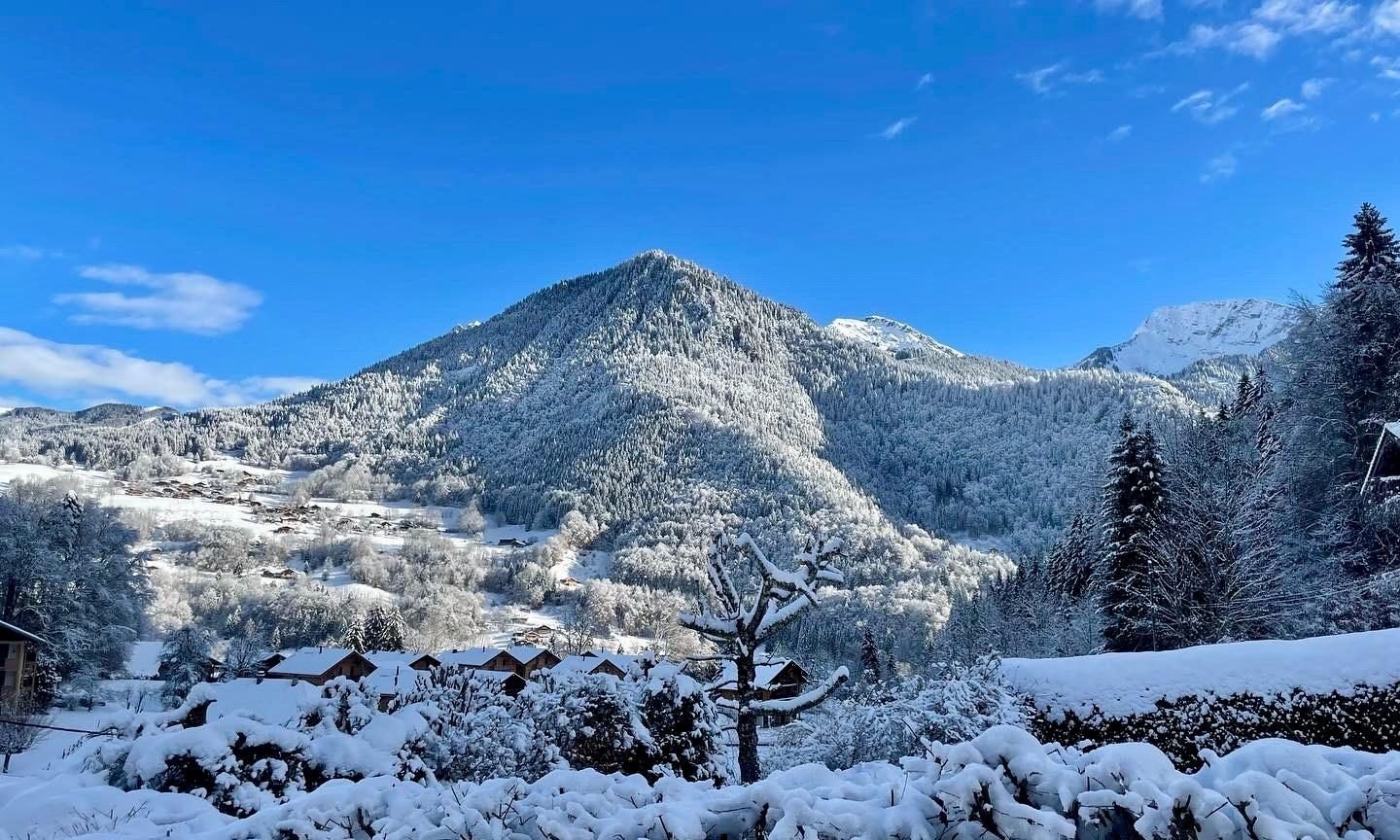 Snow-covered peaks above Saint-Jean-d'Aulps in winter